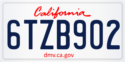 CA license plate 6TZB902