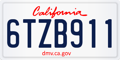 CA license plate 6TZB911