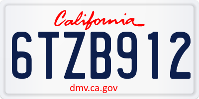 CA license plate 6TZB912