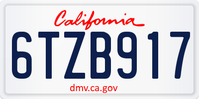 CA license plate 6TZB917
