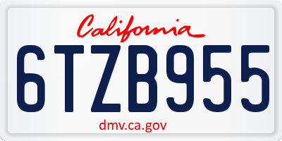 CA license plate 6TZB955