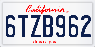 CA license plate 6TZB962