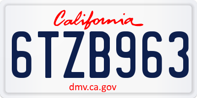 CA license plate 6TZB963