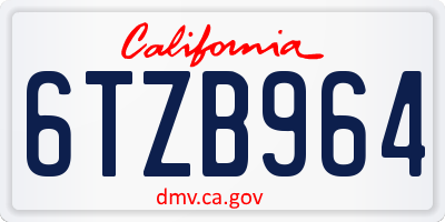 CA license plate 6TZB964