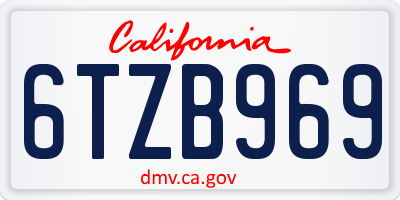 CA license plate 6TZB969