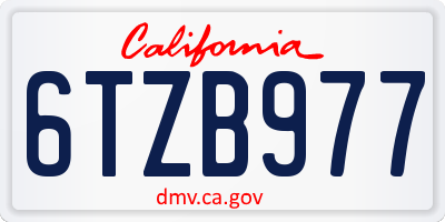 CA license plate 6TZB977