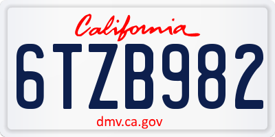 CA license plate 6TZB982