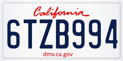 CA license plate 6TZB994