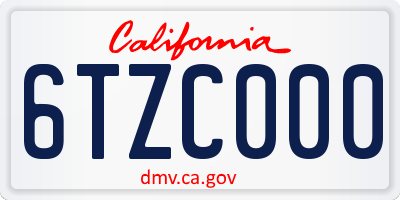 CA license plate 6TZC000