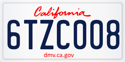 CA license plate 6TZC008