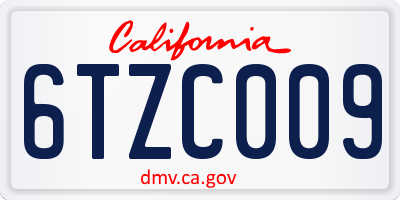 CA license plate 6TZC009