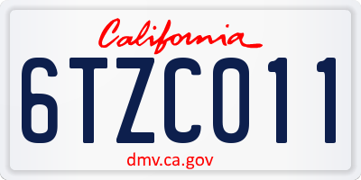 CA license plate 6TZC011