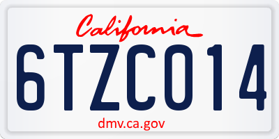 CA license plate 6TZC014