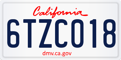 CA license plate 6TZC018