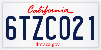 CA license plate 6TZC021