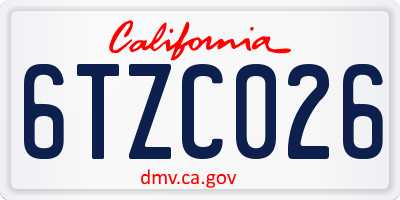 CA license plate 6TZC026