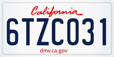 CA license plate 6TZC031
