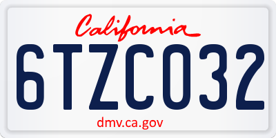 CA license plate 6TZC032