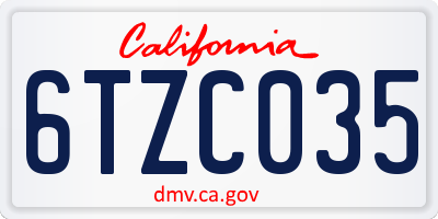 CA license plate 6TZC035