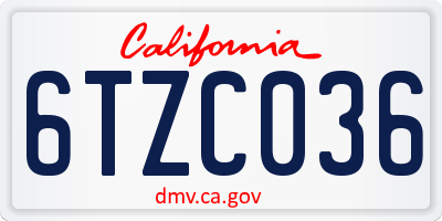 CA license plate 6TZC036
