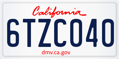 CA license plate 6TZC040