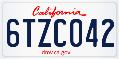 CA license plate 6TZC042