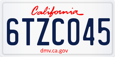 CA license plate 6TZC045