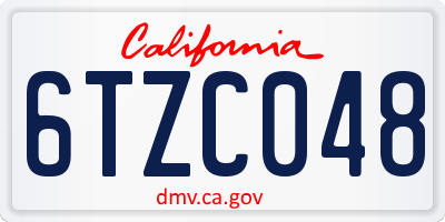 CA license plate 6TZC048