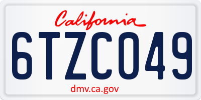 CA license plate 6TZC049