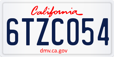 CA license plate 6TZC054