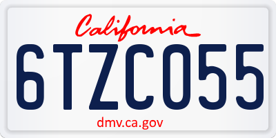 CA license plate 6TZC055