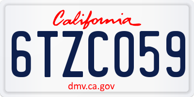 CA license plate 6TZC059