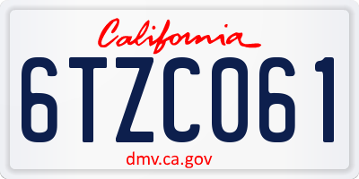 CA license plate 6TZC061