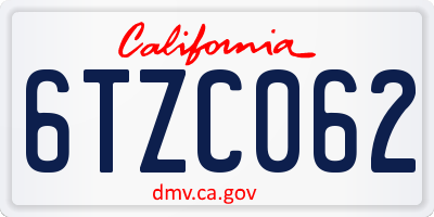 CA license plate 6TZC062