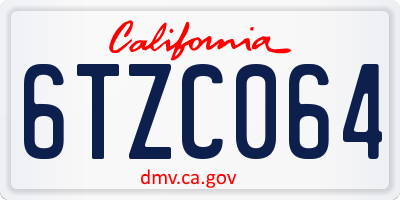 CA license plate 6TZC064