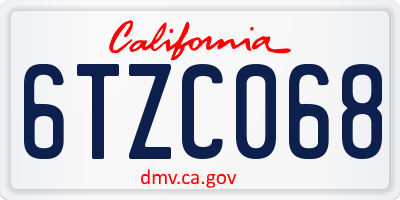 CA license plate 6TZC068