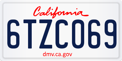 CA license plate 6TZC069