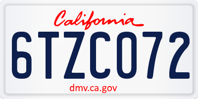 CA license plate 6TZC072