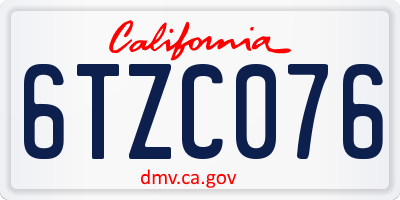 CA license plate 6TZC076