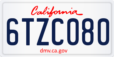 CA license plate 6TZC080