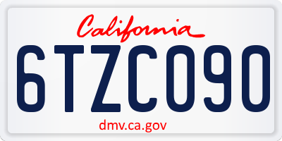 CA license plate 6TZC090