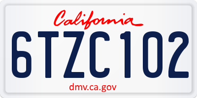 CA license plate 6TZC102