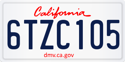 CA license plate 6TZC105