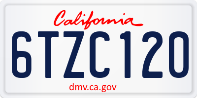 CA license plate 6TZC120