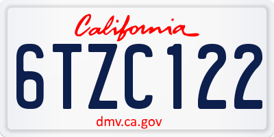 CA license plate 6TZC122