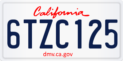 CA license plate 6TZC125