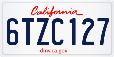 CA license plate 6TZC127