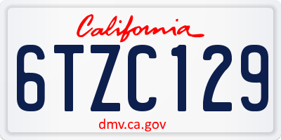 CA license plate 6TZC129