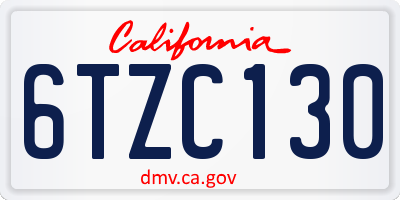 CA license plate 6TZC130