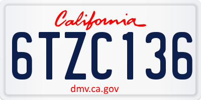 CA license plate 6TZC136
